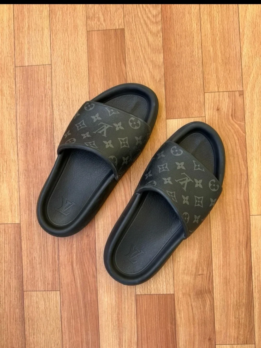 Louis Vuitton Black Monogram Slide Sandals for Men